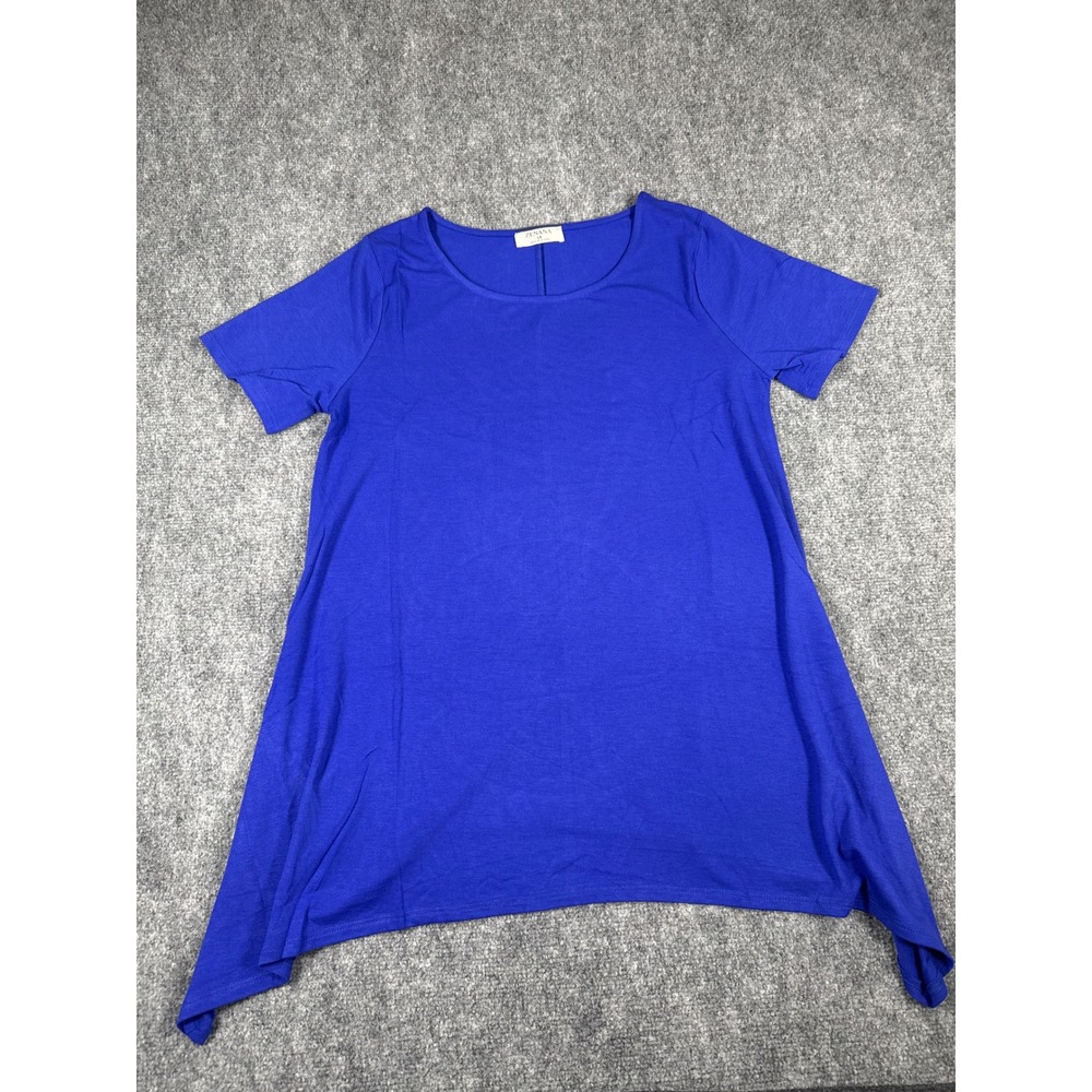 Zenana 1X‎ Royal Blue Sharkbite Hem Tunic Top Short Sleeve Plus NEW